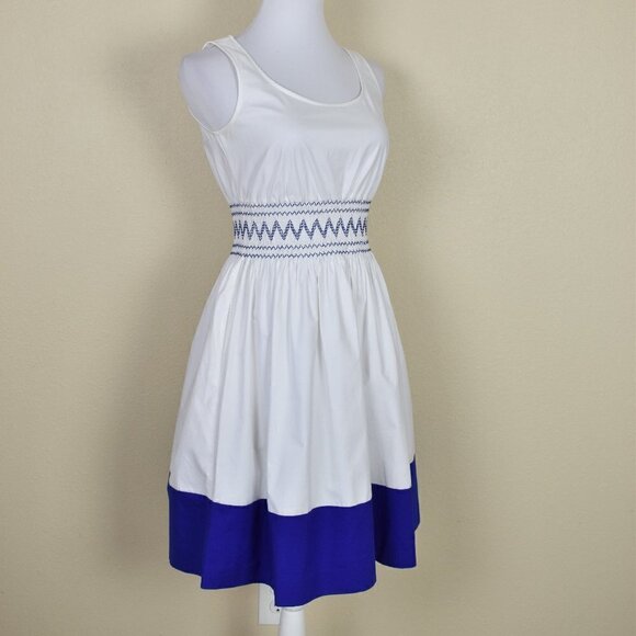 Kate Spade Fit Flare Smocked Poplin Dress XS - Picture 7 of 8